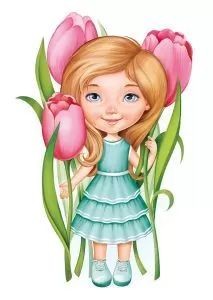 Плакат А3 "Девочка с тюльпанами"