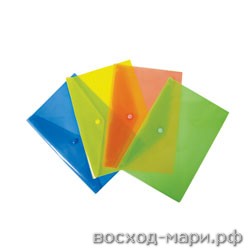 Папка-конверт А4 кнопка 180мкм прозр. красная /10/