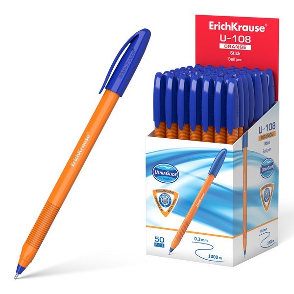 Ручка шар. синяя 1,0мм "U-108 Orange Stick" /50/