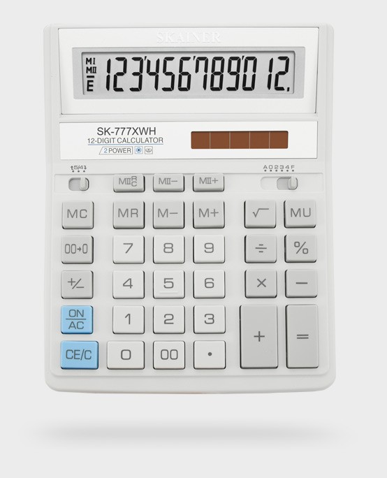 Калькулятор наст. 12 разр. 157х200х32мм белый