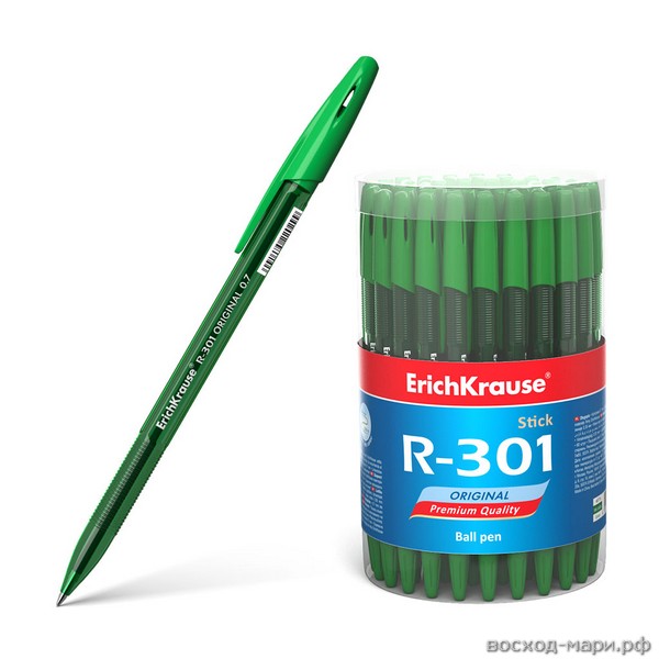Ручка шар. зеленая 0.7мм "R-301 Original Stick" /60/