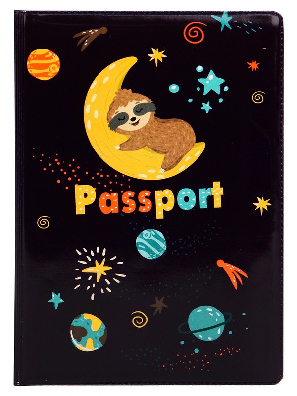 Обложка д/паспорта "Ленивец в космосе" ПВХ