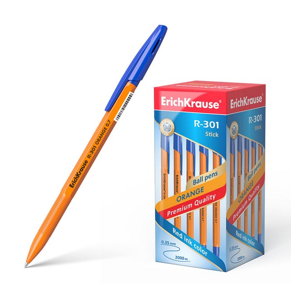 Ручка шар. синяя 0,7мм "R-301 Orange Stick" /50/
