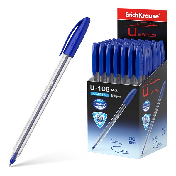 Ручка шар. синяя 1,0мм "U-108 Classic Stick" /50/
