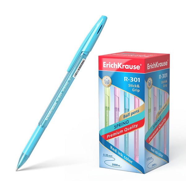 Ручка шар. синяя 0,7мм "R-301 Spring Stick&Grip" /50/