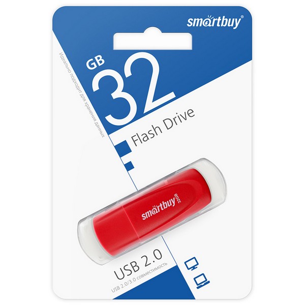 Флэш-драйв  32Gb USB2.0 Smartbuy Scout красный