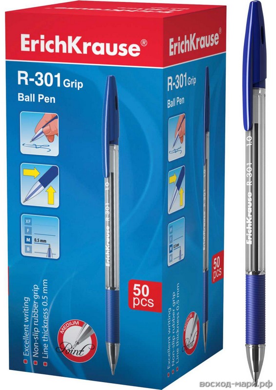 Ручка шар. синяя 1мм "R-301 Stick&Grip" /50/