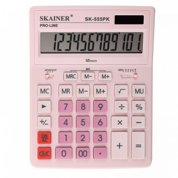 Калькулятор наст. 12 разр. 155х205х35мм розовый