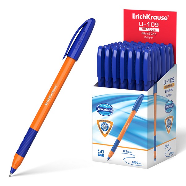 Ручка шар. синяя 1,0мм "Ultra Glide Technology U-109" Orange Stick&Grip /50/