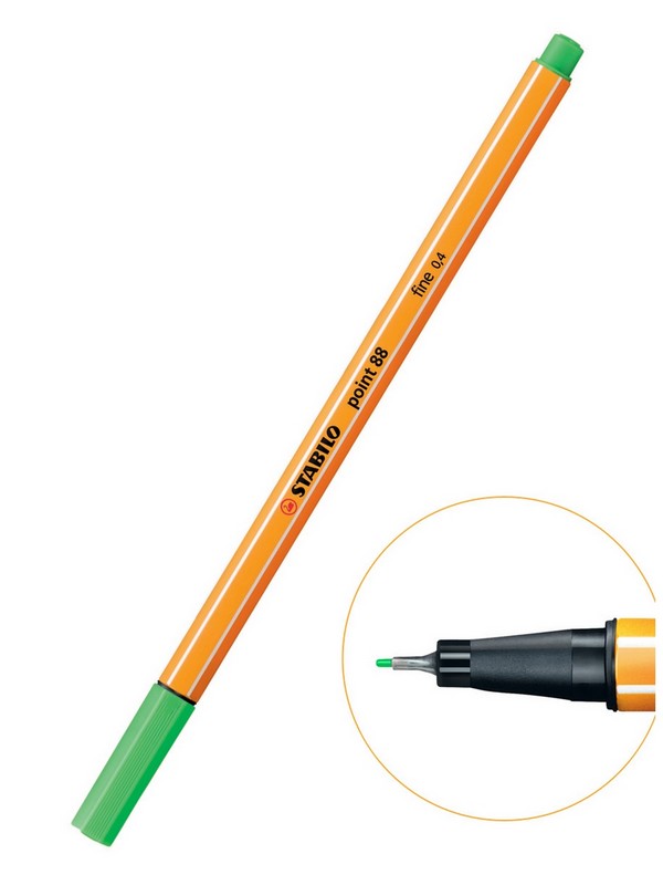 Ручка капиллярная 0,4мм "point 88" светло-зеленый /10/