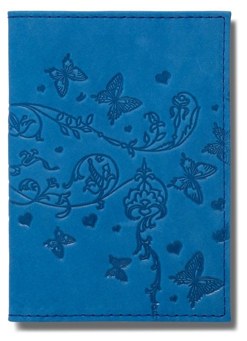 Обложка д/паспорта нат. кожа "Вдохновение" голубой