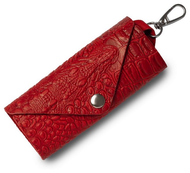 Футляр д/ключей нат. кожа 135×50×65 красная "Данди"