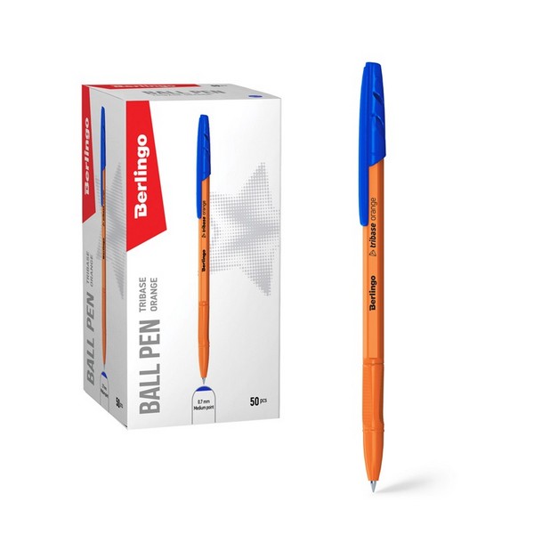 Ручка шар. синяя 0,7мм "Tribase Orange" /50/