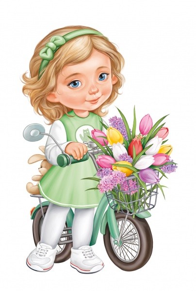Плакат А3 "Девочка с велосипедом"