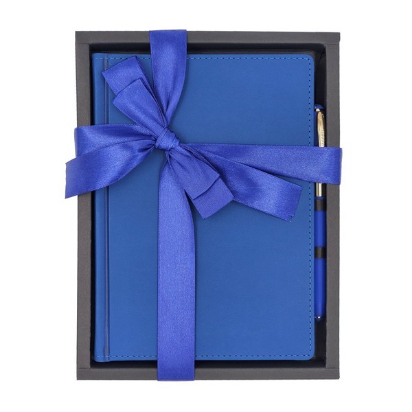 Набор подарочный А5 "Velvet" синий ежедневник и ручка