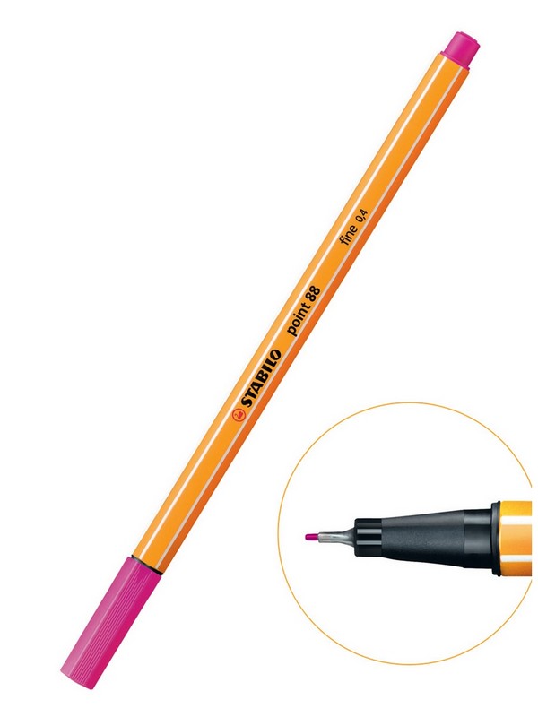 Ручка капиллярная 0,4мм "point 88" розовый /10/